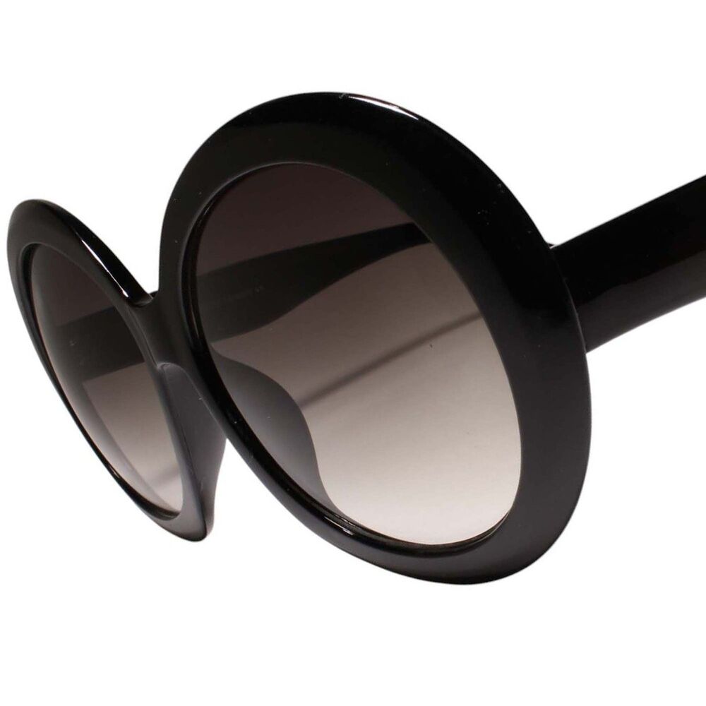 Large Oversized Exaggerated Vintage Retro Womens Round Black Sunglasses